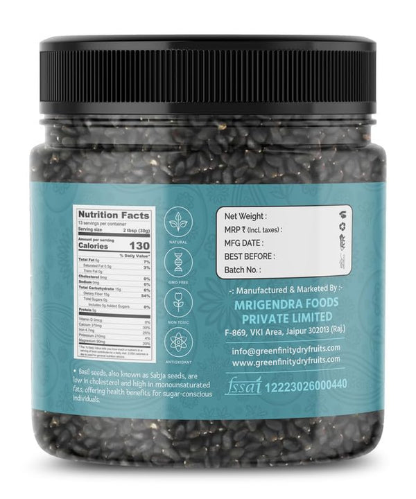 GreenFinity Healthy Basil Seeds (Tukmaria) 300g