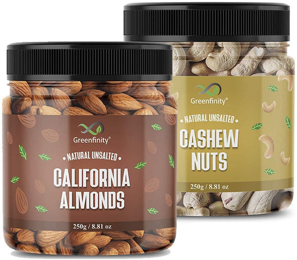 GreenFinity Dry Fruits Combo Pack- Almonds and Cashews -250g (Pack of 2)