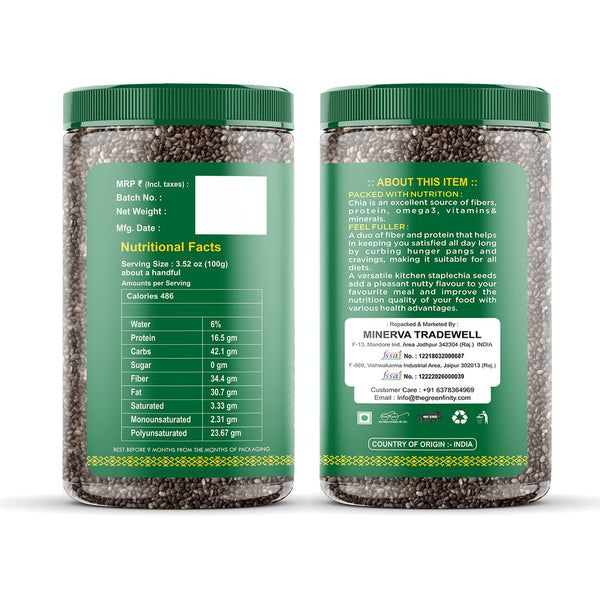 GreenFinity Healthy Seeds Combo- Pumpkin, Sunflower, 200g, Chia Flax Seeds 250g (Pack of 4)