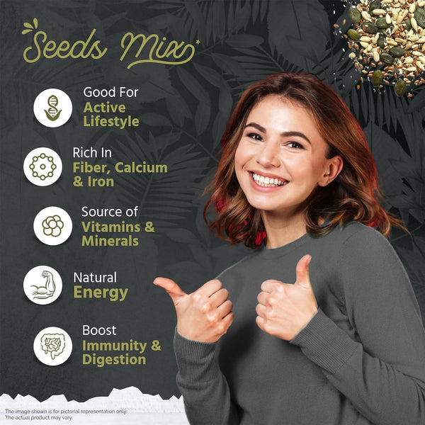 GreenFinity Healthy Raw Mix Seeds- Pumpkin, Sunflower, Watermelon, Chia Flax Seeds (250g)
