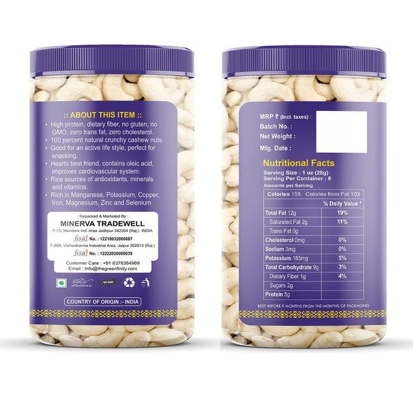 GreenFinity Dry Fruits Combo Pack- Almonds and Cashews -250g (Pack of 2)