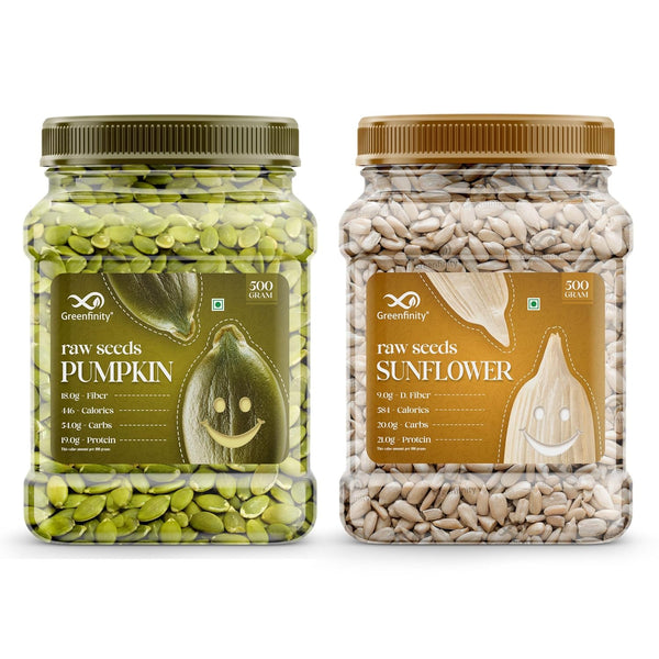 GreenFinity Seeds Combo, 2kg | Pumpkin 1kg (500gx2) Sunflower 1kg (500gx2)