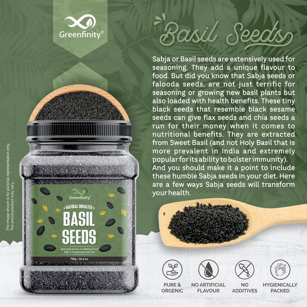 GreenFinity Premium Basil (Sabja) Seeds 750g
