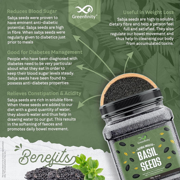 GreenFinity Premium Basil (Sabja) Seeds 750g