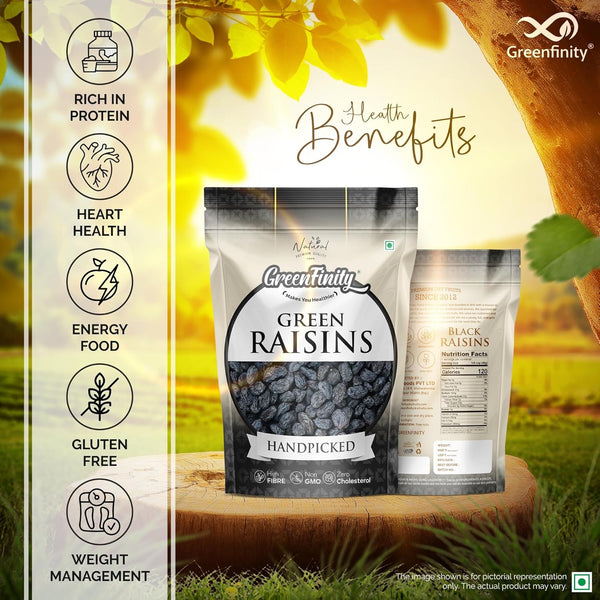 GreenFinity Premium Afghani Seedless Black Raisins - 1Kg