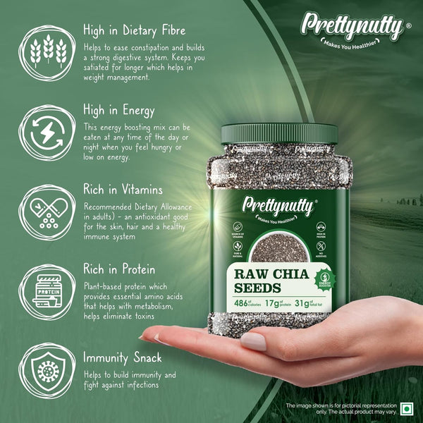 PrettyNutty Chia Seeds – 300g (Jar Pack)