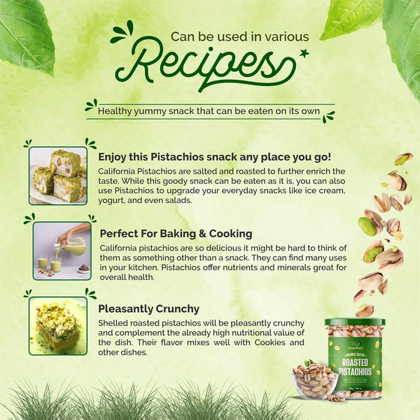 GreenFinity Fresh Whole Roasted Salted Pistachios 200g (Pack of 2)