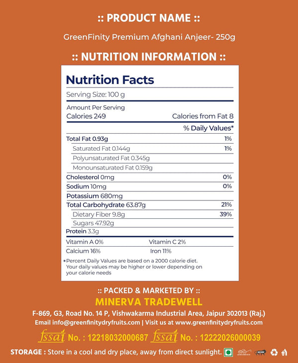 GreenFinity Premium Afghani Anjeer - 250 Jar Pack