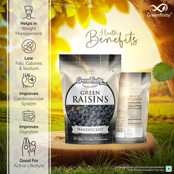 GreenFinity Premium Afghani Seedless Black Raisins - 500g