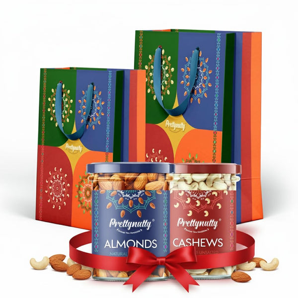 PrettyNutty Diwali Dry Fruits Gift 400g - (Almonds - Cashews - 200g)