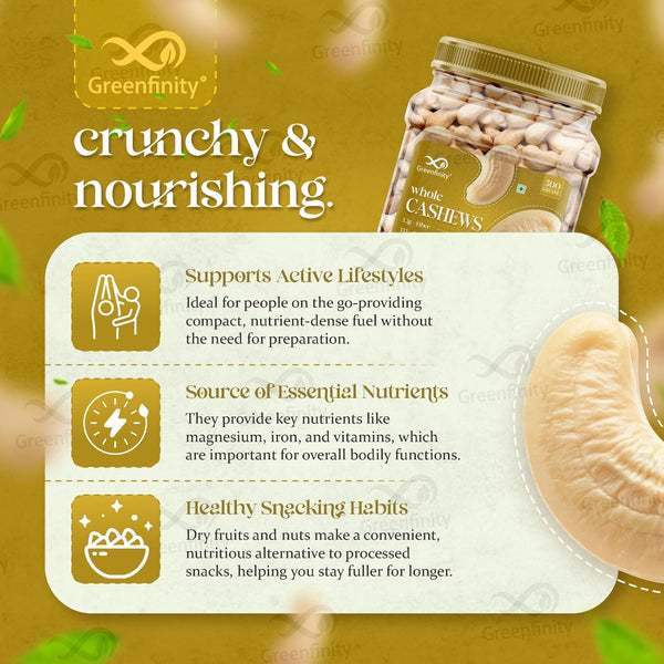 GreenFinity Premium Almonds & Cashews Combo - 1kg (500g Each)