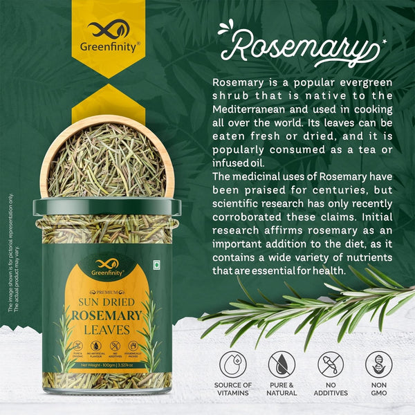 GreenFinity Sun Dried Rosemary Leaves For Hair Growth 100g