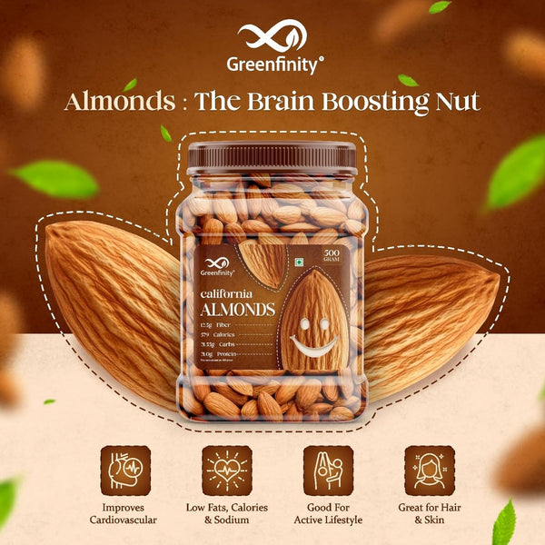GreenFinity Premium Almonds & Cashews Combo - 1kg (500g Each)