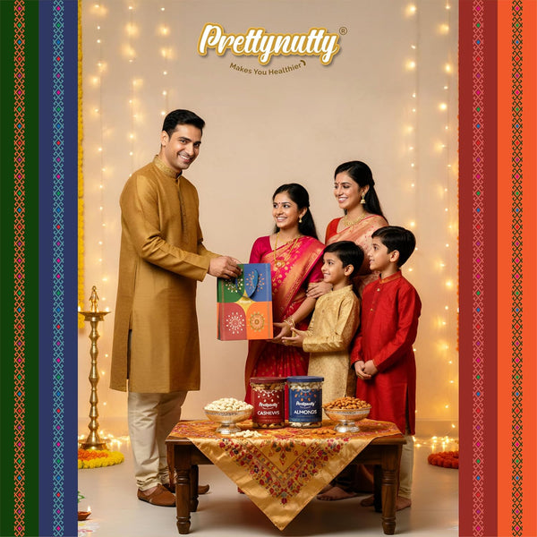 PrettyNutty Diwali Dry Fruits Gift 400g - (Almonds - Cashews - 200g)
