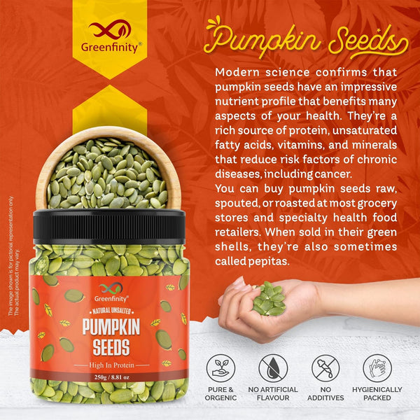 GreenFinity Premium Raw Pumpkin Seeds (Pepita) 250g