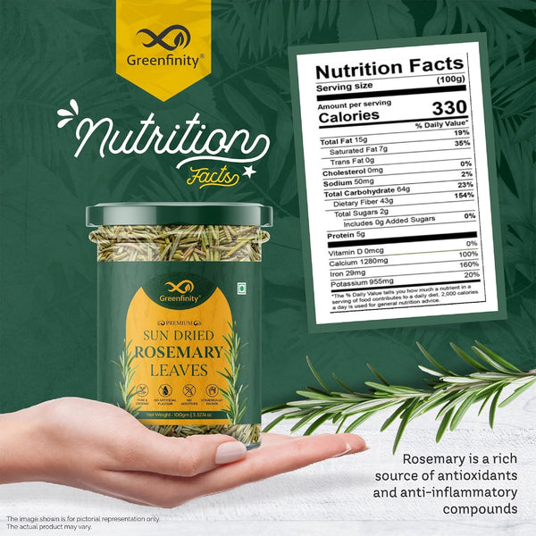 GreenFinity Sun Dried Rosemary Leaves For Hair Growth 100g
