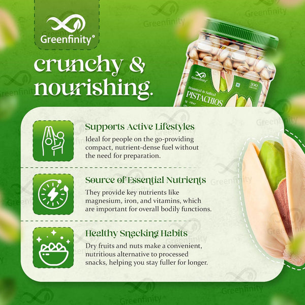 GreenFinity Fresh Whole Roasted Salted Pistachios - 500g