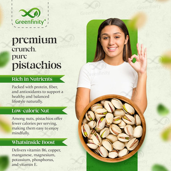 GreenFinity Fresh Whole Roasted Salted Pistachios - 500g